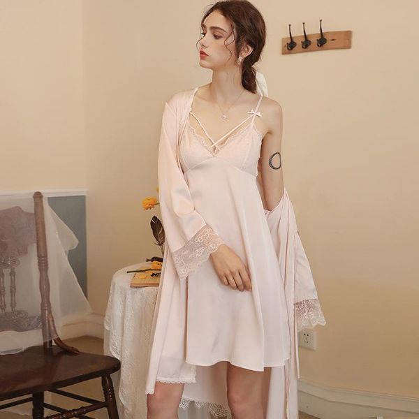 women's sleepwear two-piece suspender nightdress spring and autumn ice silk female summer thin lace nightgown home clothes suit robe se, Black;red
women's sleepwear two-piece suspender nightdress spring and autumn ice silk female summer thin lace nightgown home clothes suit robe se, Black;red