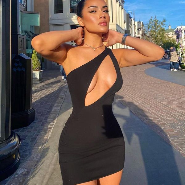 casual dresses one-shoulder hollow out mini sheath dress summer solid color women sleeveless cut front short bodycon, Black;gray
casual dresses one-shoulder hollow out mini sheath dress summer solid color women sleeveless cut front short bodycon, Black;gray