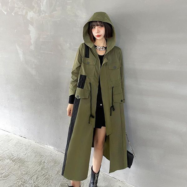 women's trench coats fairynatural korean style loose long female lady zipper hooded windbreaker spring fall outerwear coat single breas, Tan;black
women's trench coats fairynatural korean style loose long female lady zipper hooded windbreaker spring fall outerwear coat single breas, Tan;black