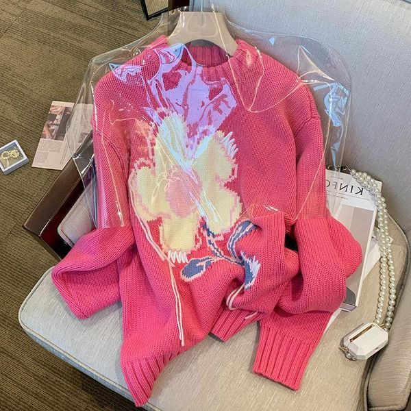 women's sweaters pink floral knitted roundneck sweater pullover for woman 2021 autumn winter designer luxury female jumper jersey cloth, White;black
women's sweaters pink floral knitted roundneck sweater pullover for woman 2021 autumn winter designer luxury female jumper jersey cloth, White;black