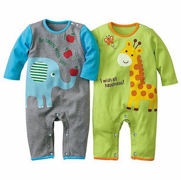 long sleeve elephant print romper for baby boy jumpsuit buttons up autumn winter, White
long sleeve elephant print romper for baby boy jumpsuit buttons up autumn winter, White