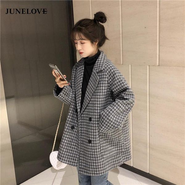 women's wool & blends vintage plus size 2021 autumn winter blazer suits korean loose thick plaid suit mid-length check woolen coat jack, Black
women's wool & blends vintage plus size 2021 autumn winter blazer suits korean loose thick plaid suit mid-length check woolen coat jack, Black