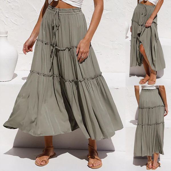 bandage solid pleated midi elastic women skirt high waist loose bech summer y2k elegant female, Black
bandage solid pleated midi elastic women skirt high waist loose bech summer y2k elegant female, Black