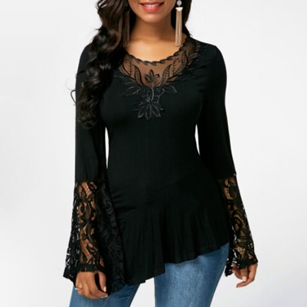 fashion lace blouses flare sleeve shirts for womens shirt plus size women clothes irregular 2021 blusas female 5xl 4xl 3xl, White
fashion lace blouses flare sleeve shirts for womens shirt plus size women clothes irregular 2021 blusas female 5xl 4xl 3xl, White