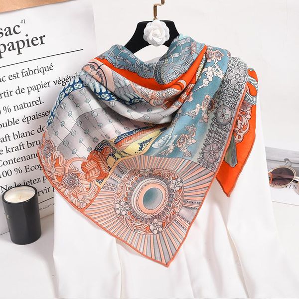 luxury women wool silk blending scarves brand shawls and wraps 125cm*125cm square scarf elegant foulard echarpe femme, Blue;gray
luxury women wool silk blending scarves brand shawls and wraps 125cm*125cm square scarf elegant foulard echarpe femme, Blue;gray