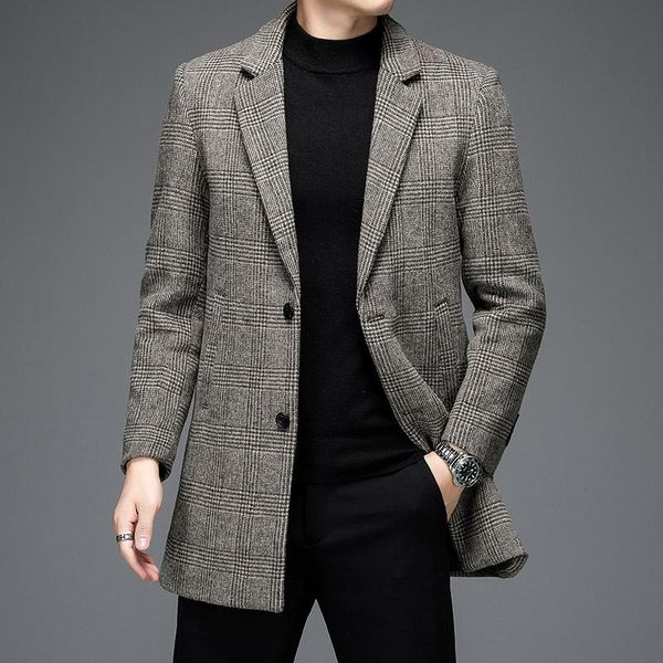 men's wool & blends england style men elegant plaid woolen blend overcoat male coffee gray sheep tweed coat single breasted smart casua, Black
men's wool & blends england style men elegant plaid woolen blend overcoat male coffee gray sheep tweed coat single breasted smart casua, Black