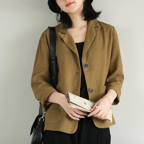 women's jackets fairynatural ladies cotton linen vintage pocket long sleeve coats 2021 autumn summer simple comfortable outwear, Black;brown
women's jackets fairynatural ladies cotton linen vintage pocket long sleeve coats 2021 autumn summer simple comfortable outwear, Black;brown