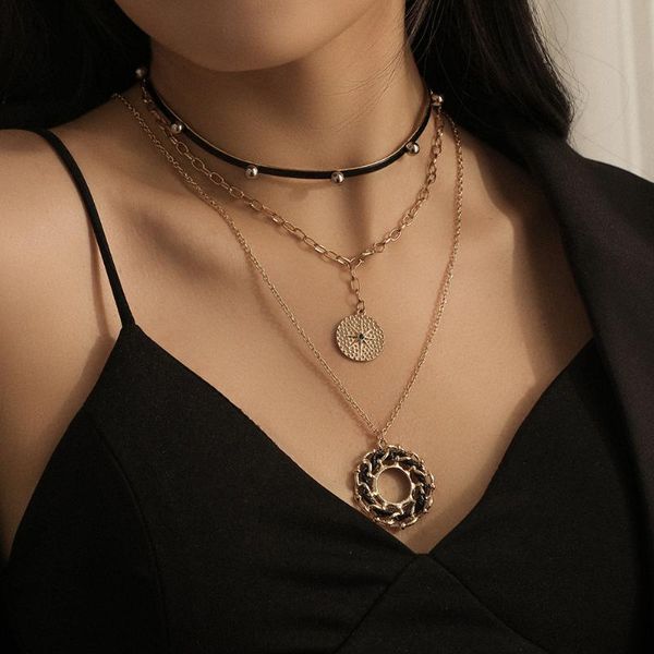 punk chocker flamboyant with rivets hexagram and coin 3 layered necklace for cool girl pendant necklaces, Silver
punk chocker flamboyant with rivets hexagram and coin 3 layered necklace for cool girl pendant necklaces, Silver