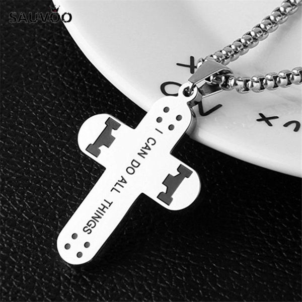 pendant necklaces sauvoo 1pcs/lot inspirational simple cross necklace sports for women stainless steel engraved quote gifts, Silver
pendant necklaces sauvoo 1pcs/lot inspirational simple cross necklace sports for women stainless steel engraved quote gifts, Silver