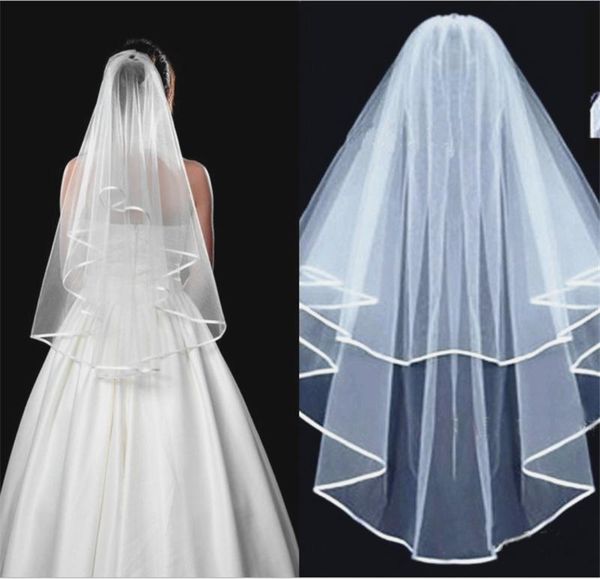 bridal veils v071-80 double layer simple satin ribbon edge veil headpiece wedding accessoires, Black
bridal veils v071-80 double layer simple satin ribbon edge veil headpiece wedding accessoires, Black