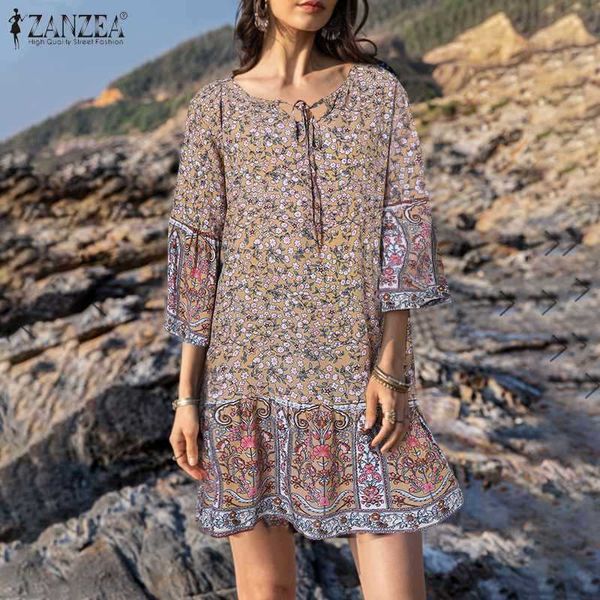2021 zanzea summer bohemian floral printed dress women 3/4 sleeve mini sundress casual lace up beach holiday vestidos y1006, Black;gray
2021 zanzea summer bohemian floral printed dress women 3/4 sleeve mini sundress casual lace up beach holiday vestidos y1006, Black;gray