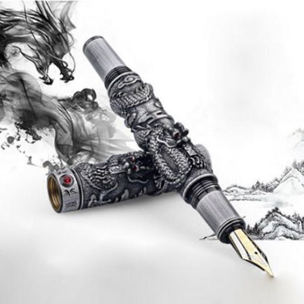 jinhao vintage luxurious fountain pen double dragon playing pearl, ancient gray metal carving embossing heavy collection pens
jinhao vintage luxurious fountain pen double dragon playing pearl, ancient gray metal carving embossing heavy collection pens