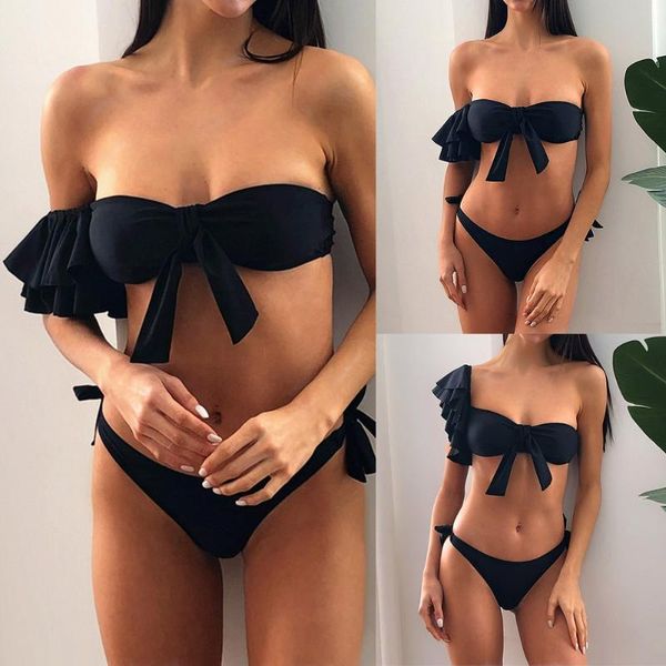 women's swimwear thong brazilian push up low waist one shoulder nylon ruffle summer beach biquini two piece chest wrap bikini set padde, White;black
women's swimwear thong brazilian push up low waist one shoulder nylon ruffle summer beach biquini two piece chest wrap bikini set padde, White;black