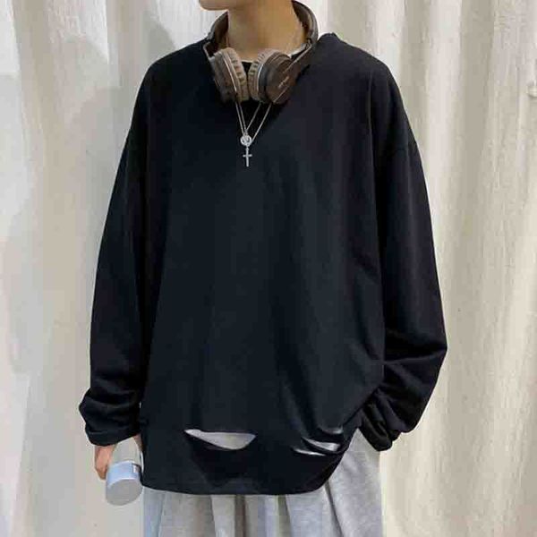 long sleeve shirt pierced sheath in solid basic male drop simple and versatile with superior underlay trend 3l0g, White;black
long sleeve shirt pierced sheath in solid basic male drop simple and versatile with superior underlay trend 3l0g, White;black