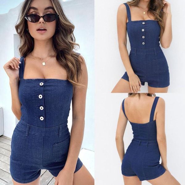 women's jumpsuits & rompers 2021 arrivals women summer sleeveless overalls blue button decoration bodycon playsuit, Black;white
women's jumpsuits & rompers 2021 arrivals women summer sleeveless overalls blue button decoration bodycon playsuit, Black;white