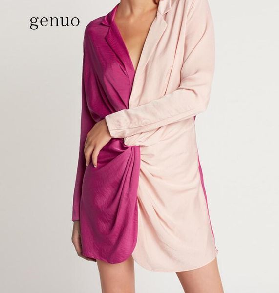 casual dresses satin patchwork shirt dress women v neck long sleeve short elegant female pink blouse streetwear, Black;gray
casual dresses satin patchwork shirt dress women v neck long sleeve short elegant female pink blouse streetwear, Black;gray