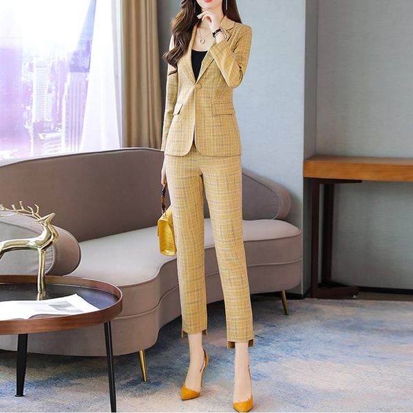 spring autumn vintage women's suit style blazer plaid lapel coat casual high waist pencil pant female pants suits, White
spring autumn vintage women's suit style blazer plaid lapel coat casual high waist pencil pant female pants suits, White