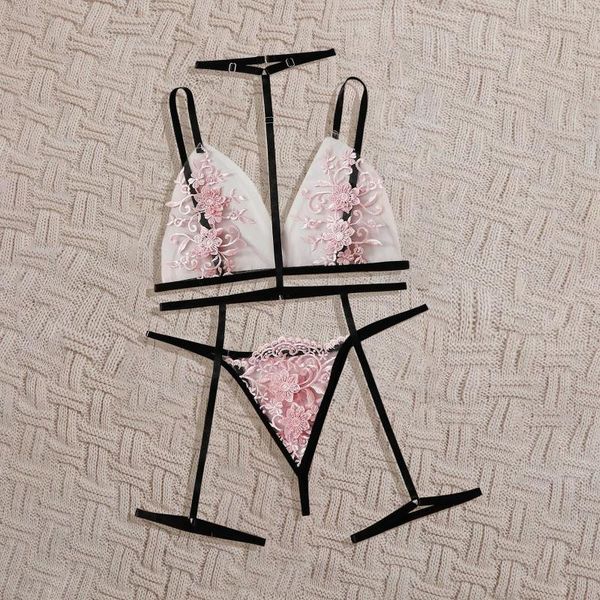 2021 fashion ladies lingerie flower intimate embroidered underwear brief sets for women with garter and neckband hang one's neck bra, White
2021 fashion ladies lingerie flower intimate embroidered underwear brief sets for women with garter and neckband hang one's neck bra, White
