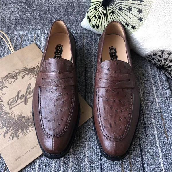 dress shoes authentic real true ostrich skin businessmen brown genuine exotic leather male slip-on for suit, Black
dress shoes authentic real true ostrich skin businessmen brown genuine exotic leather male slip-on for suit, Black