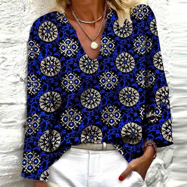 women's blouses & shirts plus large size flower personal print v neck long sleeve blusas casual loose t-shirts for women, White
women's blouses & shirts plus large size flower personal print v neck long sleeve blusas casual loose t-shirts for women, White