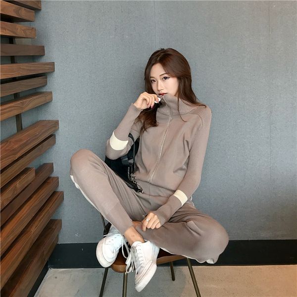 women's suits & blazers high neck long sleeve knitted sportswear, zipper jacket, coat and trousers, pocket ashtray, 2-piece leisure sui, White;black
women's suits & blazers high neck long sleeve knitted sportswear, zipper jacket, coat and trousers, pocket ashtray, 2-piece leisure sui, White;black