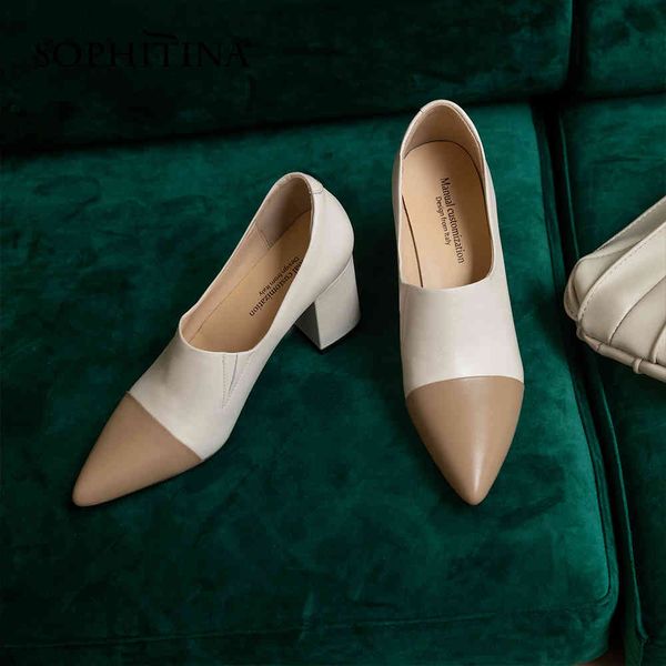 sophitina pumps woman genuien leather patchwork pointed toe slip on high square heel office lady elegnat shoes pb44 210513, Black
sophitina pumps woman genuien leather patchwork pointed toe slip on high square heel office lady elegnat shoes pb44 210513, Black