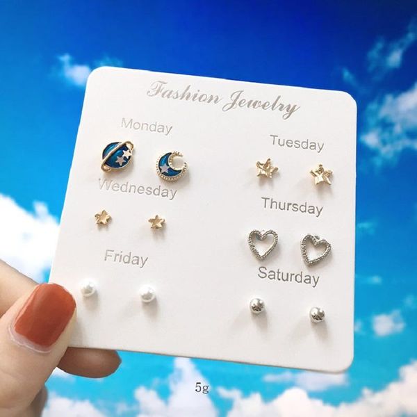 pairs sets of small stud earrings with pearls for women's star moon flower fashion jewelery 2021 trend funny female accesories, Golden;silver
pairs sets of small stud earrings with pearls for women's star moon flower fashion jewelery 2021 trend funny female accesories, Golden;silver