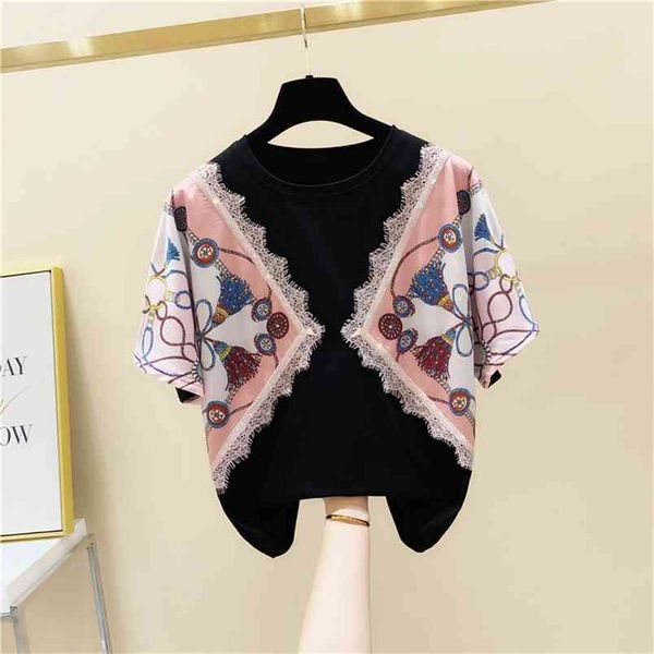 summer women short sleeves o neck print patchwork lace cotton t-shirt students ladies casual pullover tee 210428, White
summer women short sleeves o neck print patchwork lace cotton t-shirt students ladies casual pullover tee 210428, White