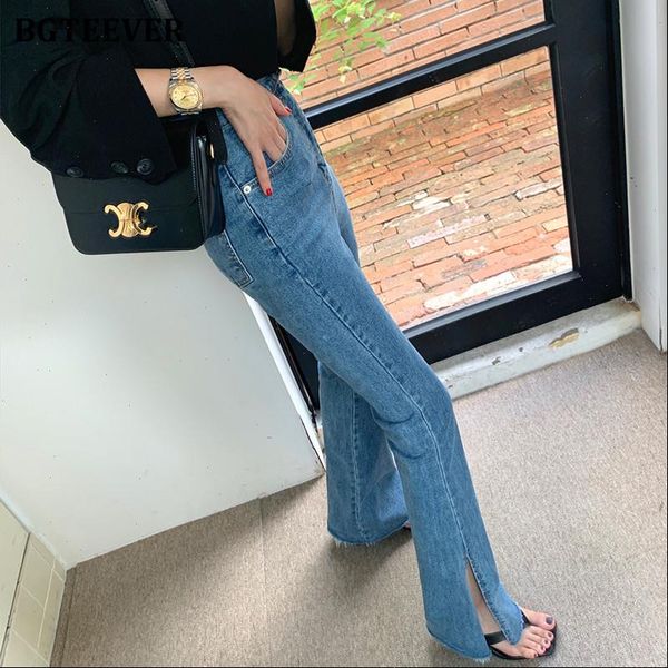 fashion double button flare women jean pants high waist stretched side split female denim blue trouser spring
fashion double button flare women jean pants high waist stretched side split female denim blue trouser spring