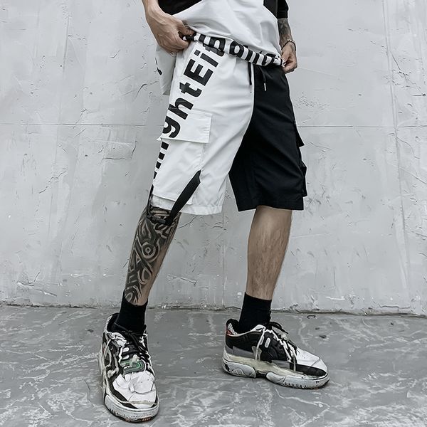 shorts summer hip-hop male black white stitching letter printing thin section five-point mid brand casual shorts, White;black
shorts summer hip-hop male black white stitching letter printing thin section five-point mid brand casual shorts, White;black