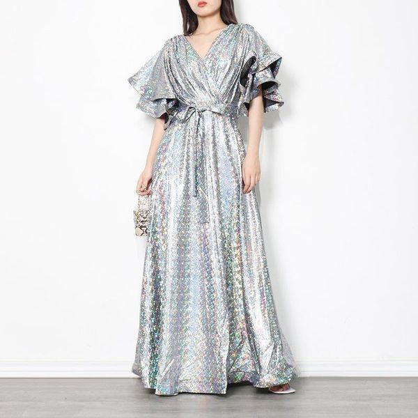 casual dresses donsignet shiny silver dress for women autumn v-neck butterfly sleeve high waist bandage spliced swing, Black;gray
casual dresses donsignet shiny silver dress for women autumn v-neck butterfly sleeve high waist bandage spliced swing, Black;gray