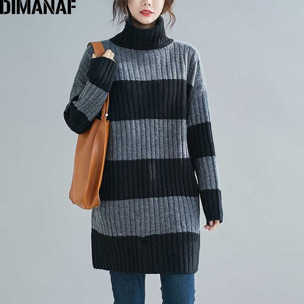 autumn winter plus size women sweater lady pullovers turtleneck striped thick knitting casual loose female clothing 210531, White;black
autumn winter plus size women sweater lady pullovers turtleneck striped thick knitting casual loose female clothing 210531, White;black
