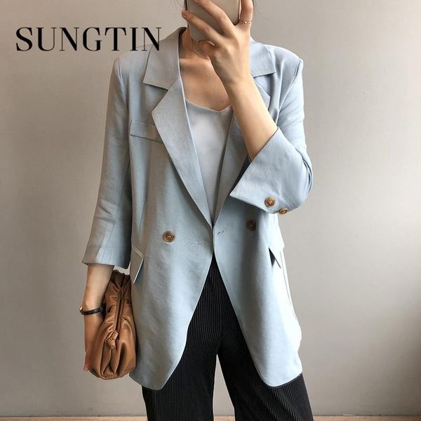 sungtin office lady blazer casual loose women summer single breasted thin suit jacket 2021 femme quality high women's suits & blazers, White;black
sungtin office lady blazer casual loose women summer single breasted thin suit jacket 2021 femme quality high women's suits & blazers, White;black