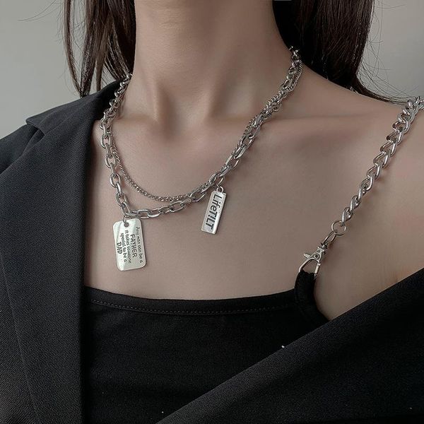 chains korean titanium steel multi-layer necklace with a few ho brand letter pendant colavicular chain for women hip-hop cold wind swea, Silver
chains korean titanium steel multi-layer necklace with a few ho brand letter pendant colavicular chain for women hip-hop cold wind swea, Silver