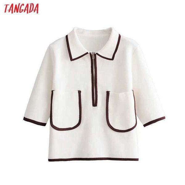 tangada women fashion elegant white knitted sweater jumper zipper pocket female pullovers chic 6h42 210609, White;black
tangada women fashion elegant white knitted sweater jumper zipper pocket female pullovers chic 6h42 210609, White;black