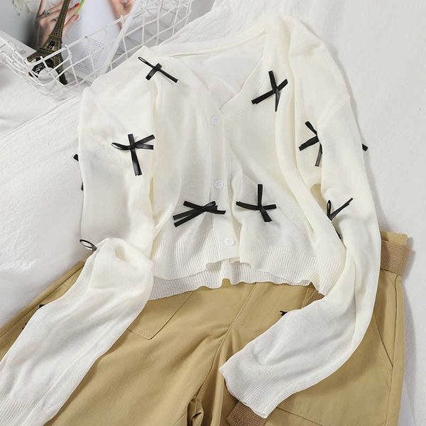 vanovich korean style sweet women cardigan bow summer sunscreen fashion v-neck long sleeve clothing 210615, White
vanovich korean style sweet women cardigan bow summer sunscreen fashion v-neck long sleeve clothing 210615, White