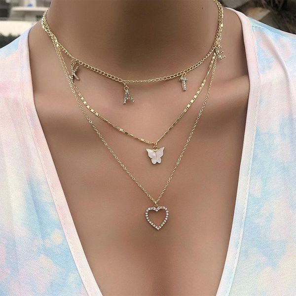 3pcs/set women necklaces set exquisite butterfly heart crystal letter clavicle chain gold necklace fashion wedding party jewelry chokers, Golden;silver
3pcs/set women necklaces set exquisite butterfly heart crystal letter clavicle chain gold necklace fashion wedding party jewelry chokers, Golden;silver