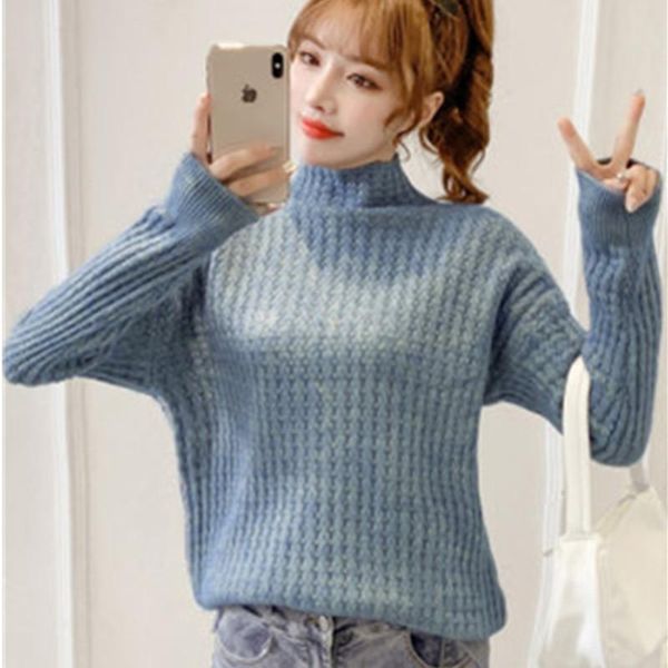 women's sweaters lazy wind half high collar pullover sweater women 2021 autumn winter korean fashion loose all-match knitting female, White;black
women's sweaters lazy wind half high collar pullover sweater women 2021 autumn winter korean fashion loose all-match knitting female, White;black
