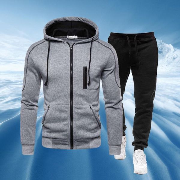 men's tracksuits autumn and winter outdoor snow mountaineering clothes warm suit zipper hoodie + pants cycling sports casual wear, Gray
men's tracksuits autumn and winter outdoor snow mountaineering clothes warm suit zipper hoodie + pants cycling sports casual wear, Gray