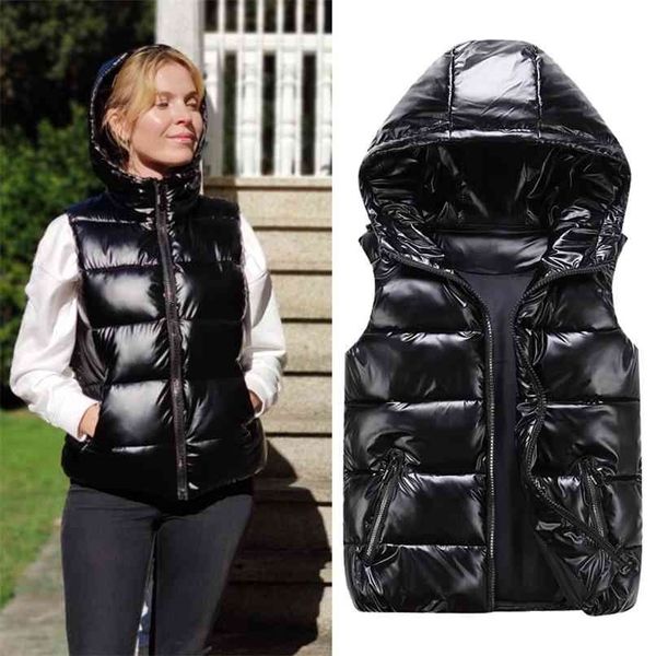 women winter vests hooded short bright color cotton padded jacket sleeveless female waistcoat 210819, Black;white
women winter vests hooded short bright color cotton padded jacket sleeveless female waistcoat 210819, Black;white