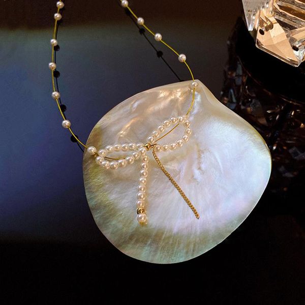 chokers female french romantic style vintage pearl necklaces design clavicle chain fashion tassel bowknot pendant prom accessories, Golden;silver
chokers female french romantic style vintage pearl necklaces design clavicle chain fashion tassel bowknot pendant prom accessories, Golden;silver