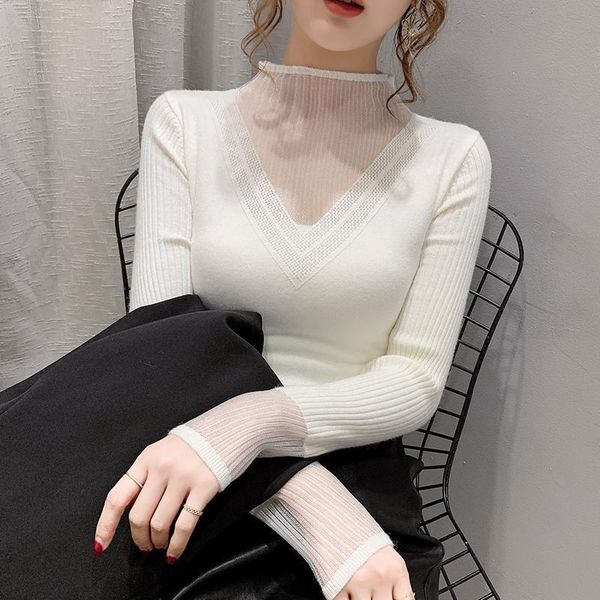 women's sweaters woman chandails autumn winter lace turtleneck sweater scheming slim fit long-sleeved top, White;black
women's sweaters woman chandails autumn winter lace turtleneck sweater scheming slim fit long-sleeved top, White;black