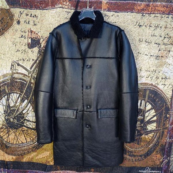 men's leather & faux winter mens long biker real trench coat luxury street wool warm overcoat slim single breasted business casual oute, Black
men's leather & faux winter mens long biker real trench coat luxury street wool warm overcoat slim single breasted business casual oute, Black