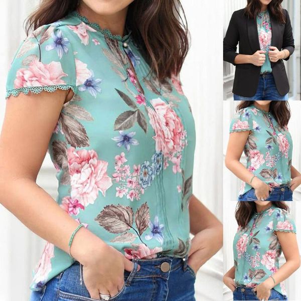 women's t-shirt lace patchwork summer shirt floral printing short sleeve tunic o neck slim fit casaul blouse blusas mujer, White
women's t-shirt lace patchwork summer shirt floral printing short sleeve tunic o neck slim fit casaul blouse blusas mujer, White