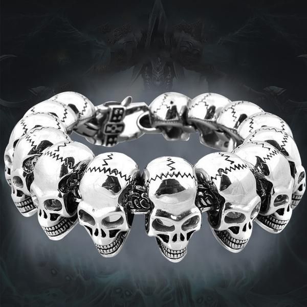 beaded, strands european and american skull men's titanium steel bracelet creative personality stainless jewelry, Black
beaded, strands european and american skull men's titanium steel bracelet creative personality stainless jewelry, Black