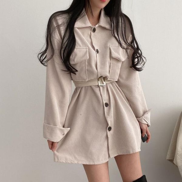 casual dresses autumn vintage women dress korean chic lapel single-breasted female elegant lace-up waist corduroy mujer, Black;gray
casual dresses autumn vintage women dress korean chic lapel single-breasted female elegant lace-up waist corduroy mujer, Black;gray