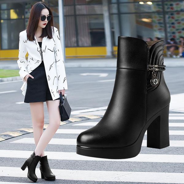 boots female thick with 40-43 booties british style autumn and winter wild high-heeled waterproof platform, Black
boots female thick with 40-43 booties british style autumn and winter wild high-heeled waterproof platform, Black