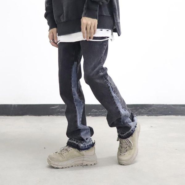men's jeans vintage patchwork wash flare urban men streetwear wide leg denim trousers hip hop colorblock slim fit women, Blue
men's jeans vintage patchwork wash flare urban men streetwear wide leg denim trousers hip hop colorblock slim fit women, Blue