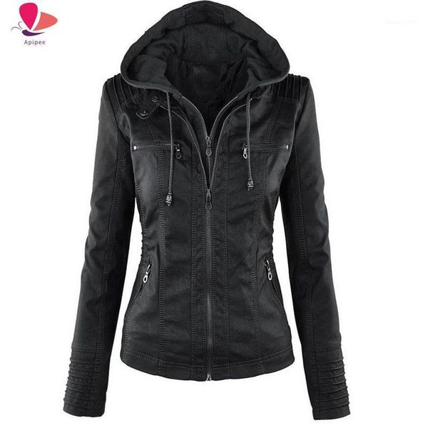 fashion women smooth motorcycle faux leather jackets ladies long sleeve autumn winter biker streetwear coat hooded women's &, Black
fashion women smooth motorcycle faux leather jackets ladies long sleeve autumn winter biker streetwear coat hooded women's &, Black