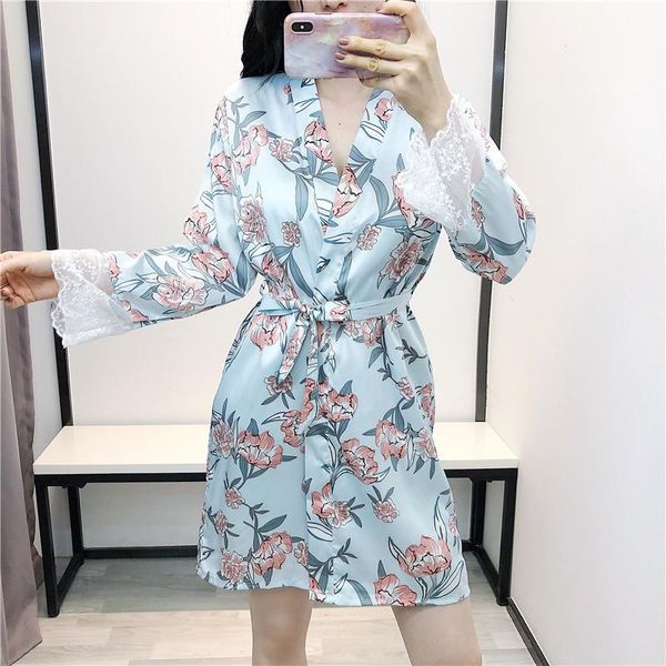 printed robe hollow out lace deep v-neck kimono bathrobe nightgown women satin home dressing gown loose casual sleepwear women's, Black;red
printed robe hollow out lace deep v-neck kimono bathrobe nightgown women satin home dressing gown loose casual sleepwear women's, Black;red